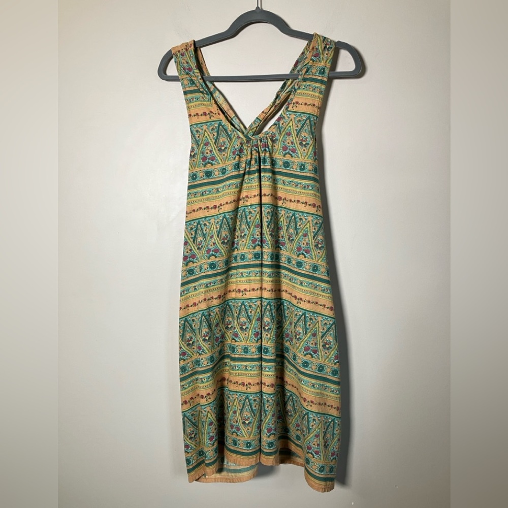 Vintage dress floral stripe sleeveless sundress Cotton Chintz pattern